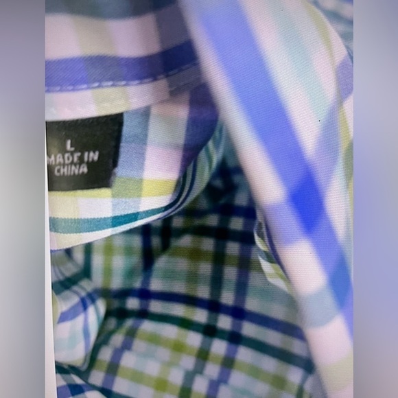 Orvis Men’s 100% Cotton Plaid Button Up Shirt Blue Green Size L - Picture 8 of 9